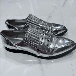 Silver metallic loafers. Size 9.5